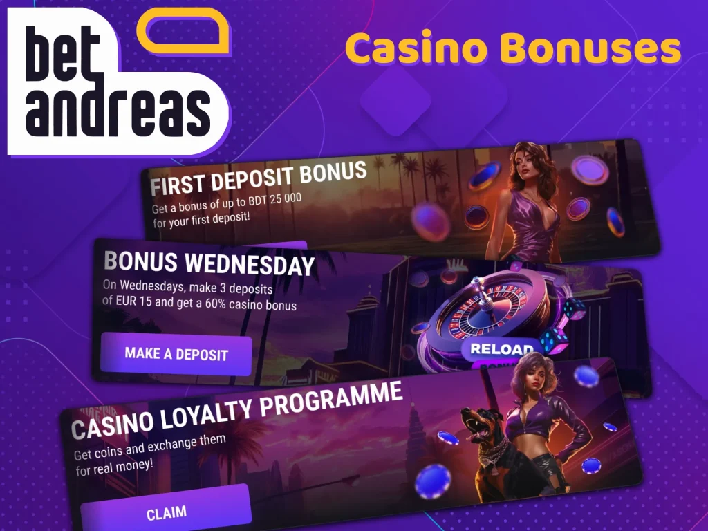 Main types of Betandreas bonuses